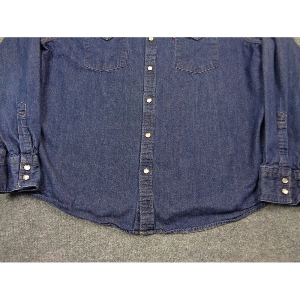 Levi's Denim Shirt Mens Blue Size 2XL XXL Standard Pearl Snap Button Long Sleeve